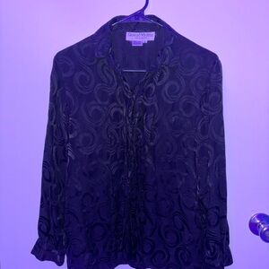 Elegant Black Swirl Pattern Blouse